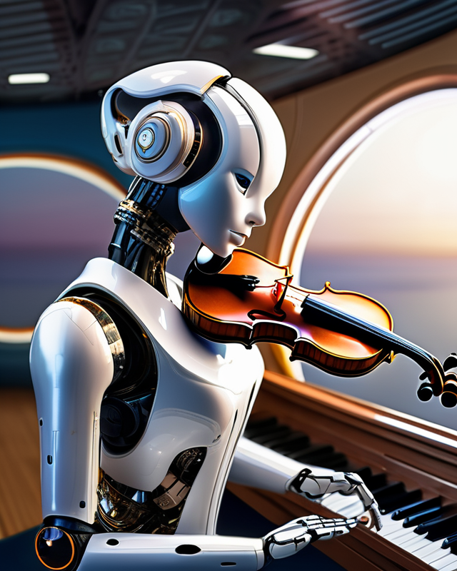 ai robot playing a violine